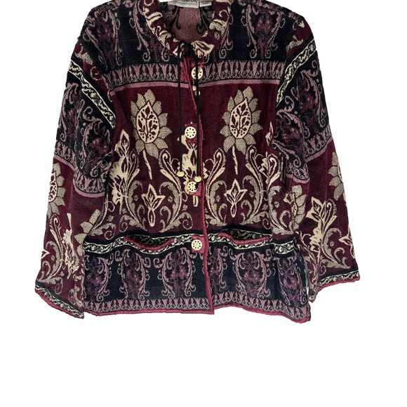 Vtg Flashback Aztec Tribal Boho Blazer Jacket Western Artsy Tapestry Women L - Picture 1 of 15
